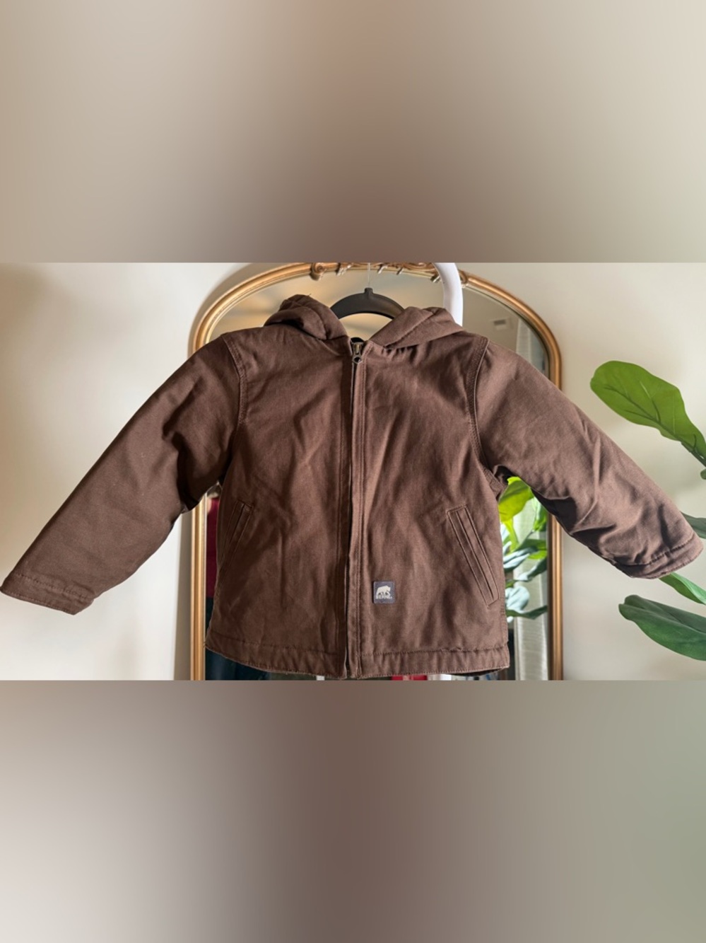 Berne Kids Brown Hooded and Sherpa Lined Zip Jacket